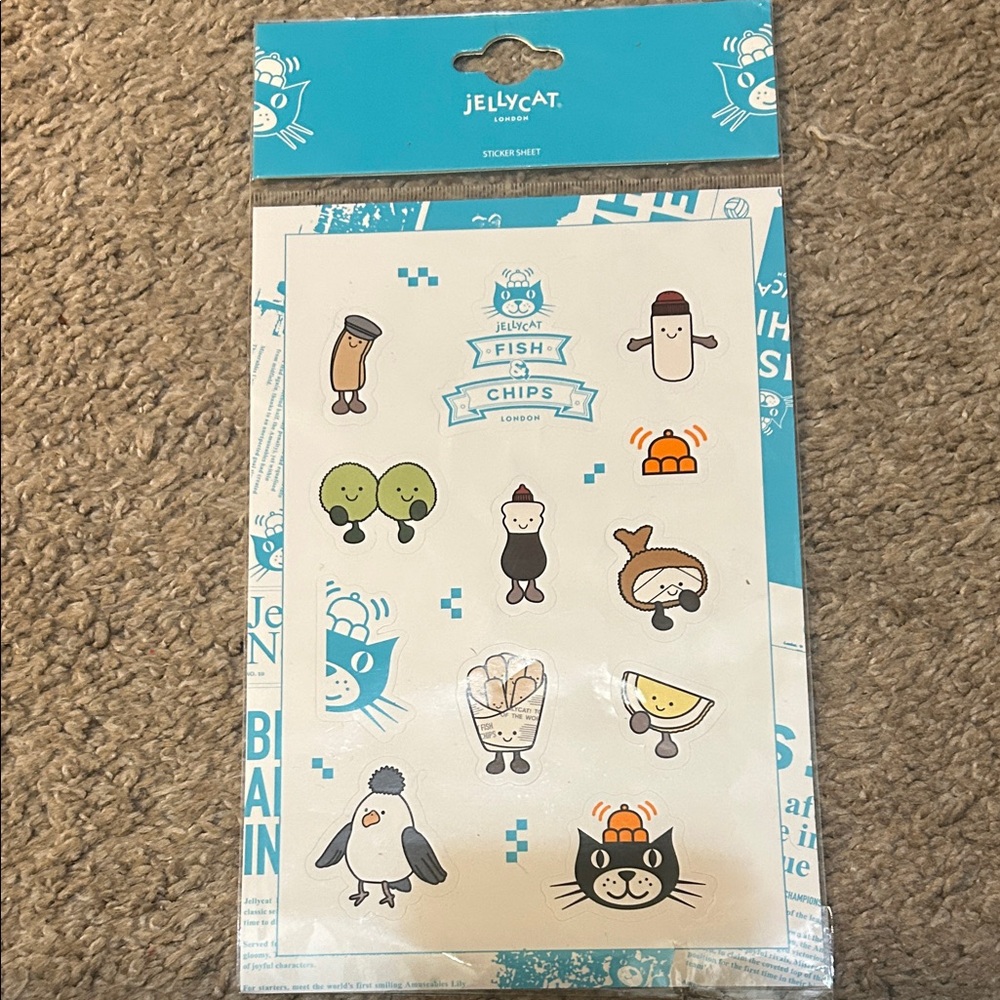 Jellycat Blue and White Sticker Sheet